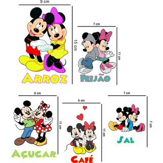 Adesivo para Potes de Mantimentos Mickey e Minnie