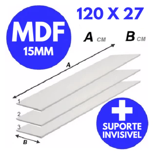 3 Prateleira Lisa Mdf 15mm Branco Tx 120x27 Cm Suporte Invisível