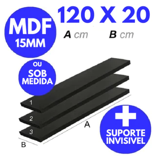 3 Prateleira Lisa Mdf 15mm Preto 120x20 Cm (Não Acompanha Suporte Invisivel)