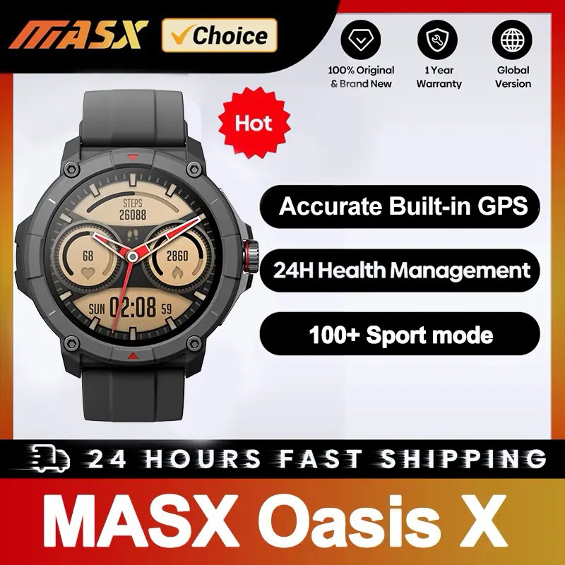 Relógio inteligente MASX Oasis X GPS, Alexa integrado, 100 modos espor