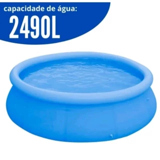Piscina Redonda Grande 2490 Litros 240x63cm Inflável Criança Adulto Verão Ferias Água Azul Sun Way