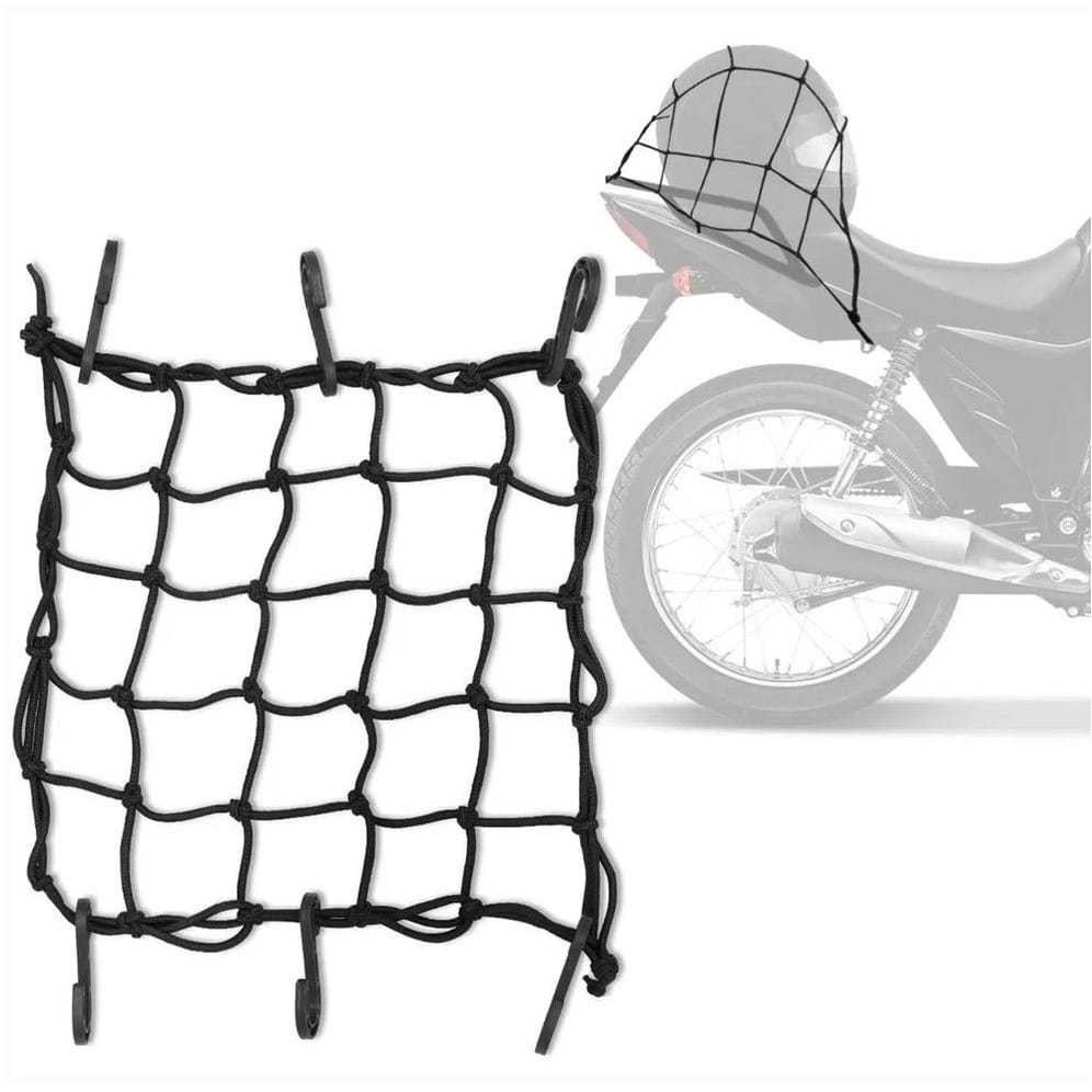 Rede Elástica Aranha Capacete e Bagageiro Moto/Carro 35x35 Ganchos Em Aço