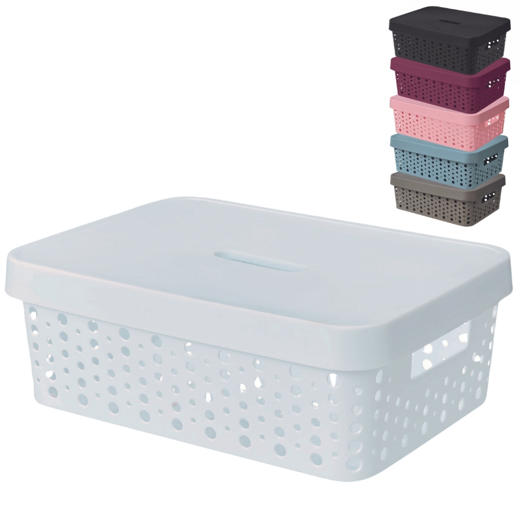 Cesto Organizador com Tampa 36x27x12,5 Multiuso 11 Litros Caixa Organizadora Rattan