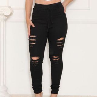 Calça Jeans Preta Rasgada em Promoção na Shopee Brasil 2024