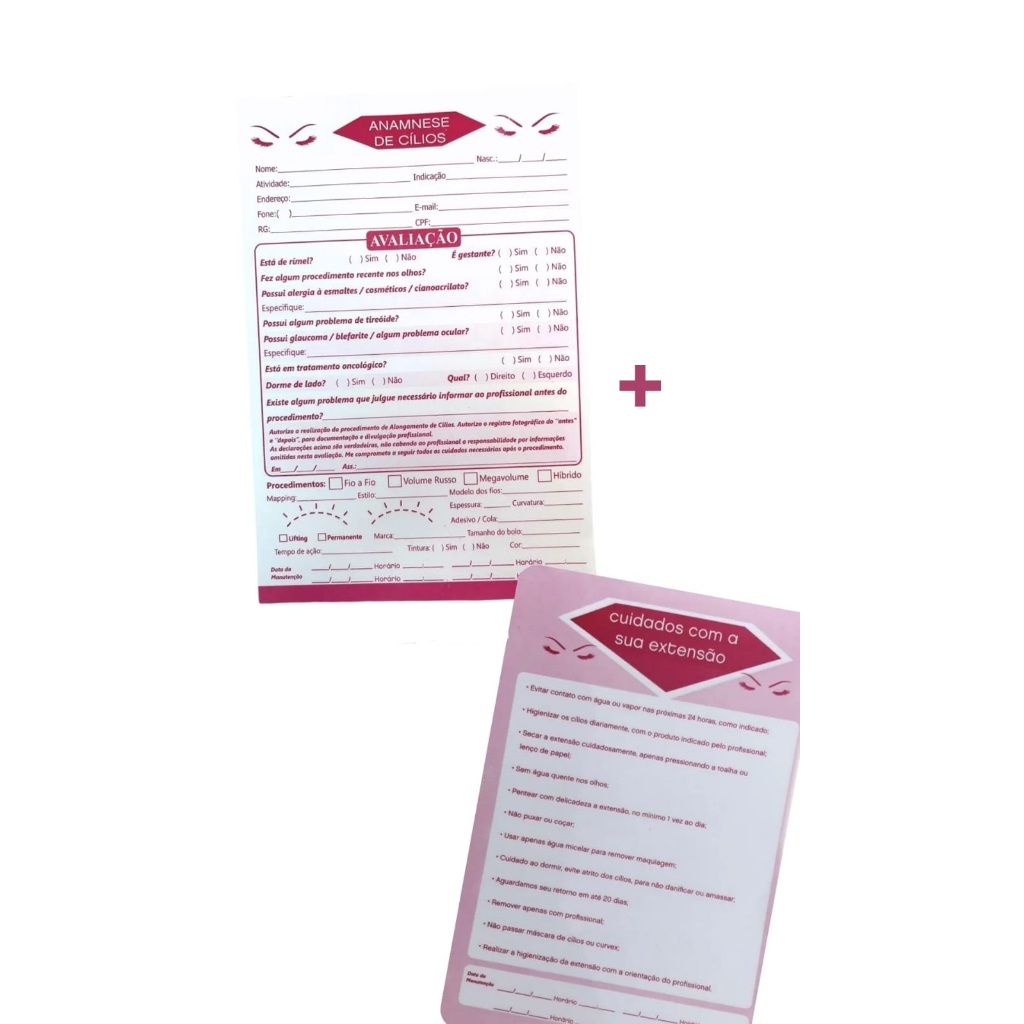 Ficha de anamnésia + ficha de cuidados | Shopee Brasil