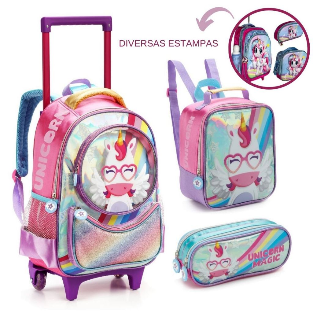 Mochila Infantil Con Unicornio Rosa Kono 20L, Apta Para Portátil 13