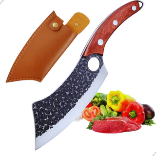 Faca Churrasco Cutelo Rustico de Cozinha Aço Inox 29,5 Cm Estilo Viking