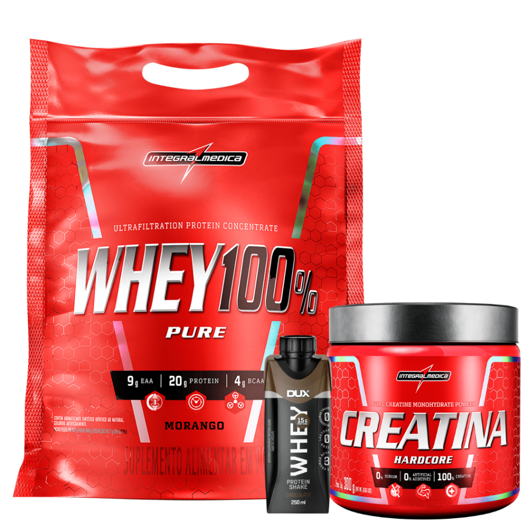 Whey 100 Pure Protein Concentrado Refil 900g Integral + Creatina
