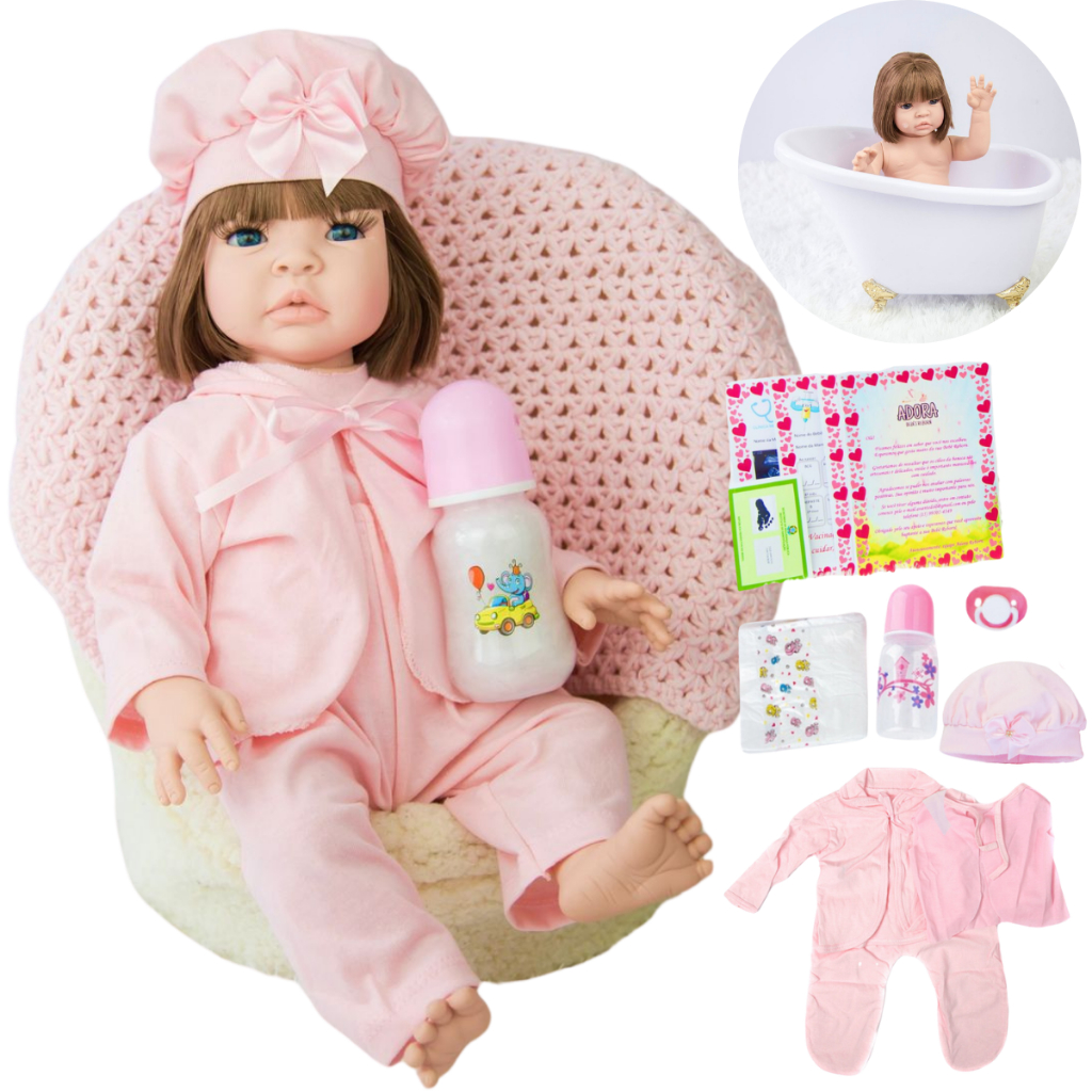 Bebê Reborn Menina Silicone Boneca Realista Pode Dar Banho Original Envio Imediato