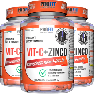 3x Vitamina C (1000mg) - Pote 60 Cápsulas - Profit Laboratórios