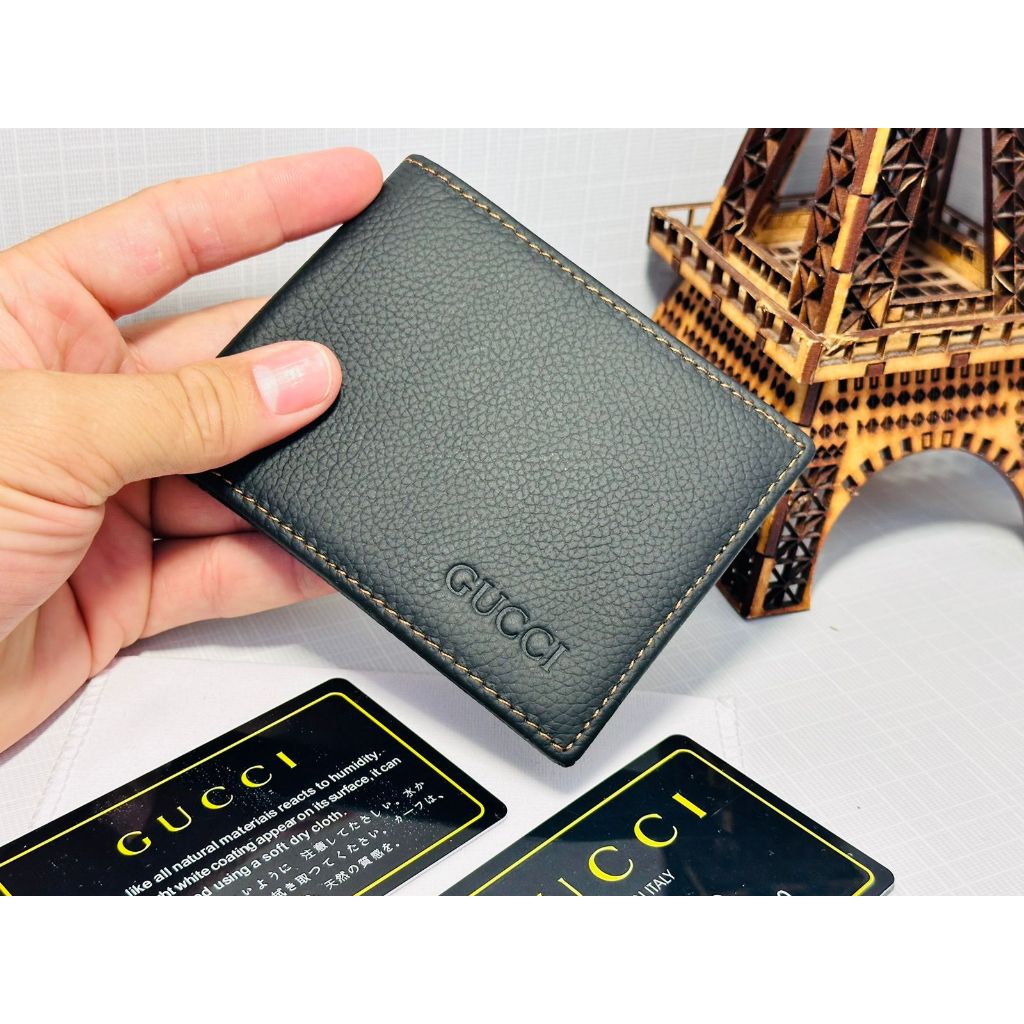 CARTEIRA MASCULINA GUC CI COURO LEGITIMO NATURAL PRETO GRANULADO TOP PREMIUM GG LINHA LANÇAMENTO ITALY 2024