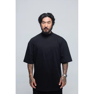Camiseta Oversized Gola Alta Preta Premium