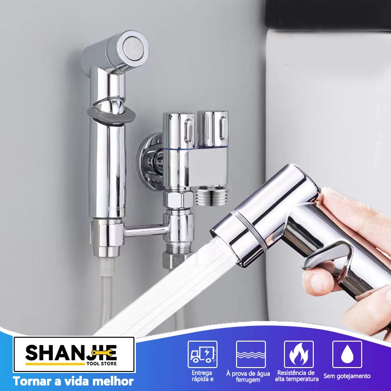 Kit Ducha Higiênica Registro Aço Inox Super Luxo com Derivação 2 Saídas Independentes