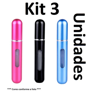 Kit 3 Pcs Porta Perfume Recarregavel Portatil Spray 5ml(Monica Fashion) em Oferta na Shopee