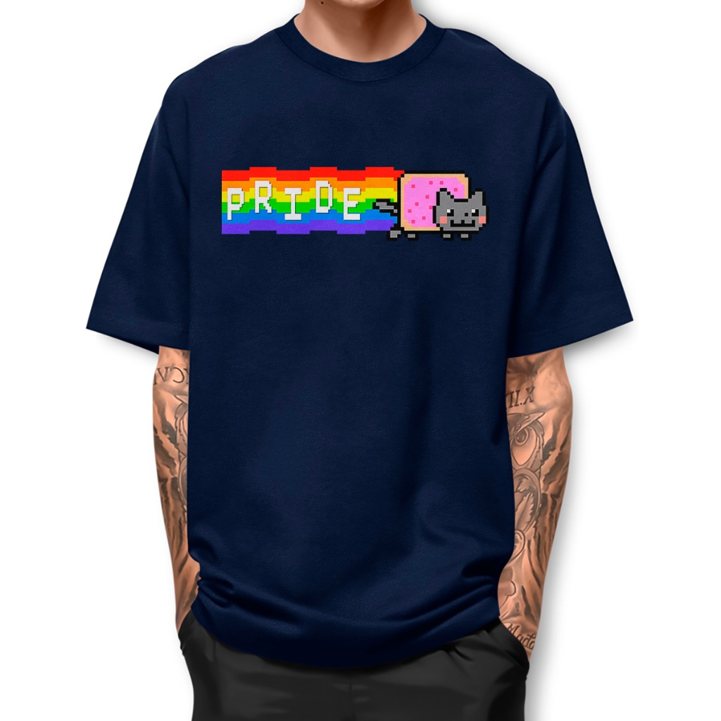 Camiseta Pride Nyan Cat Basica Street Fio 30.1 Algodao Camisa BJ2