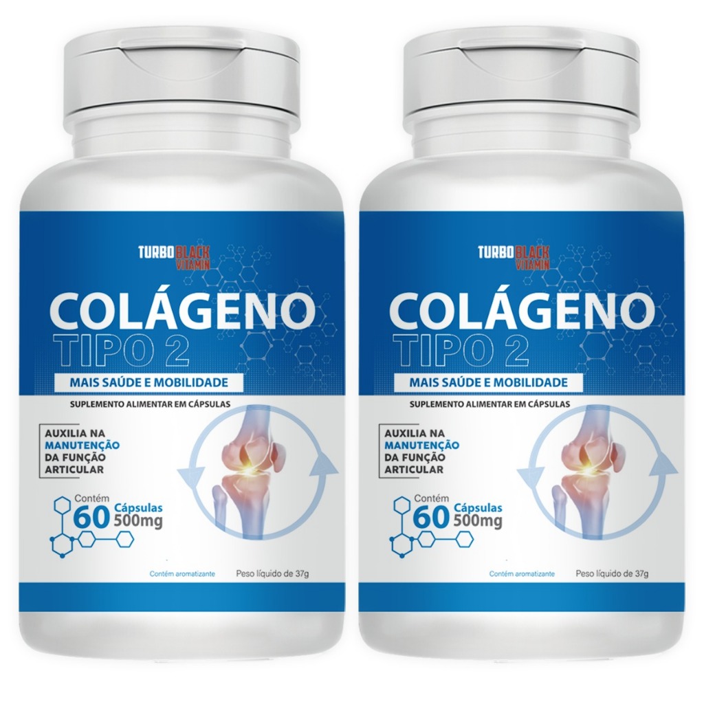 02 Colágeno Tipo 2 Não Hidrolisado Turbo Black 120 cápsulas para ...