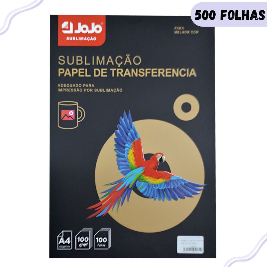 Papel Sublimatico Jojo A4 para Sublimação - 500 Folhas