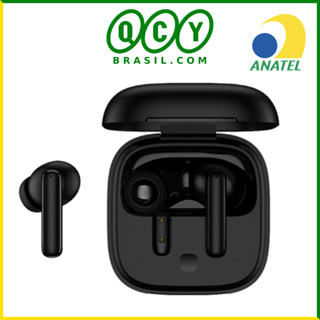 Fone de Ouvido Sem Fio QCY T13 ANC - Cancelamento De Ruído Ativo - 4 Microfones Bluetooth TWS 5.3 - Preto e Branco