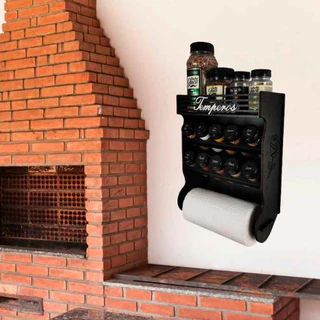 Porta Condimentos de Parede 10 Potes com Local Para Colocar Potes e Cartela 20 Etiquetas