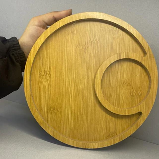 Gamela 2 Divisórias Redonda De MDF 23,5x23,5x1,3Cm Para Aperitivos Churrasco Frios Prático e Fácil De Se Usar Clink em Oferta na Shopee