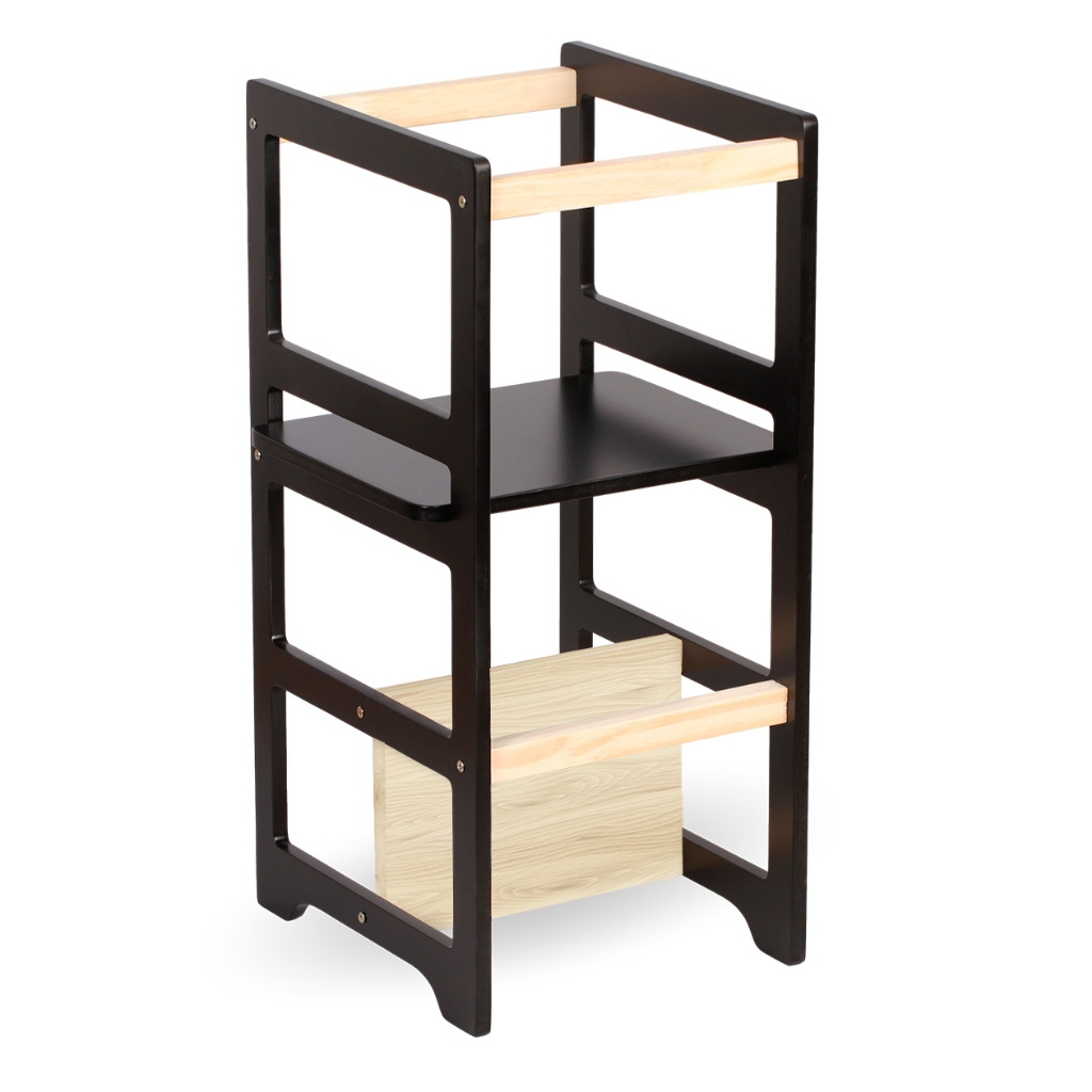 Torre De Aprendizagem Montessori 4 Em 1 Laqueada Preta