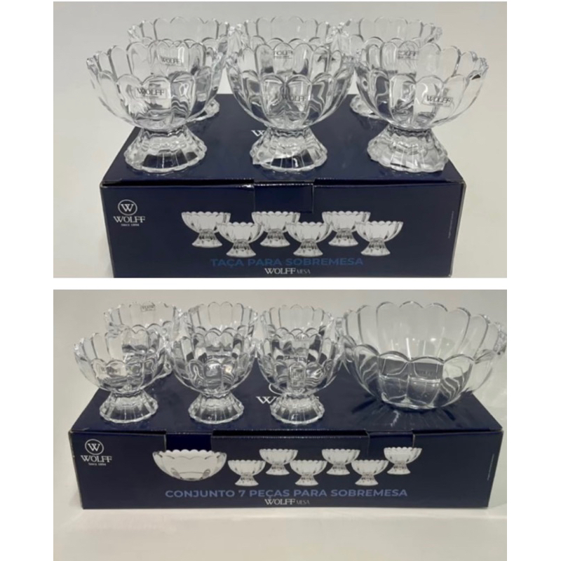 Conjunto 13pçs com 1 Bowl e 12 Taças para Sobremesa Pétala 1,1L / 125ml - Wolff - SUPER LANÇAMENTO