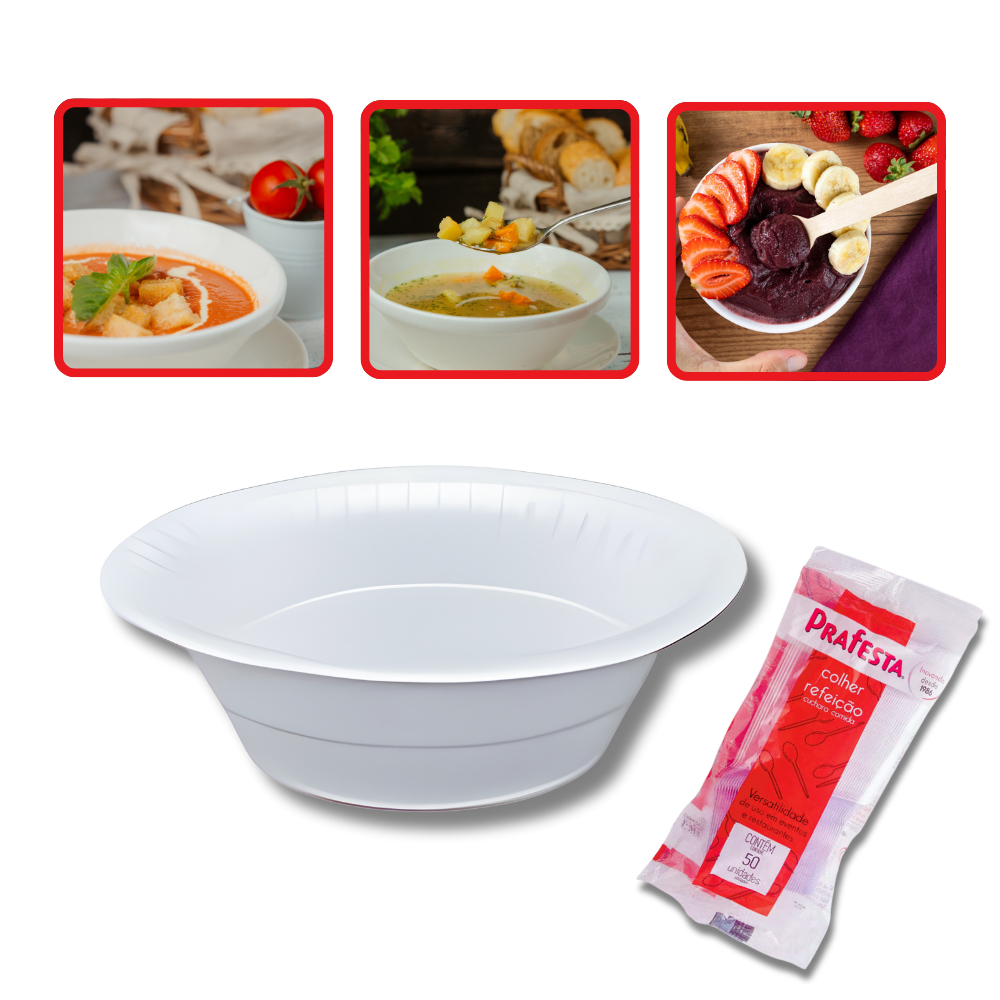 kit 50 cumbuca de isopor e colher refeição descartável para caldo ...