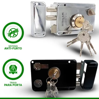 Fechadura Portão Elétrica Anti Furto Com Trava de Proteção Para Porta - Snel