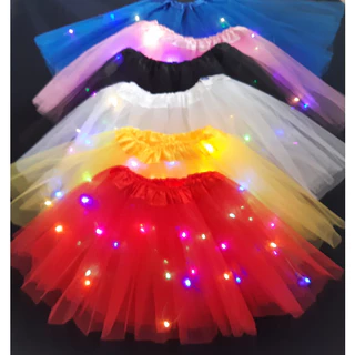 Saia Tule com Pisca sem glitter /festa Carnaval Bailarina 40cm
