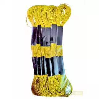 Kit De Linha Meada Para Bordar Com 06 Unidades Ouro Metálica 720843