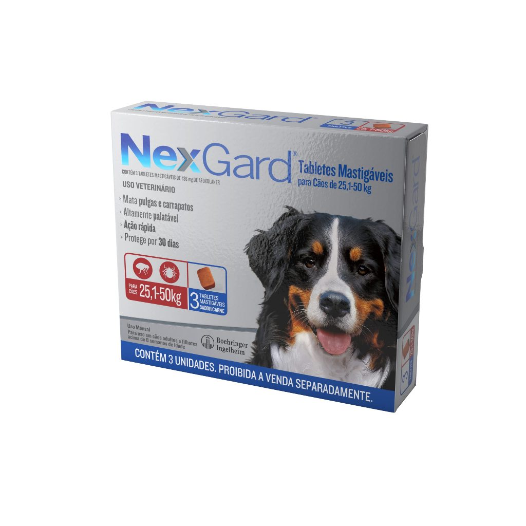 KIT 4 ANTI PULGAS E CARRAPATOS PARA CAES 25 A 50 KG