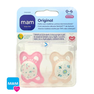 Kit 2 Chupeta Bico Silicone MAM 0-6 Meses Rosa Menina Original Recém nascido