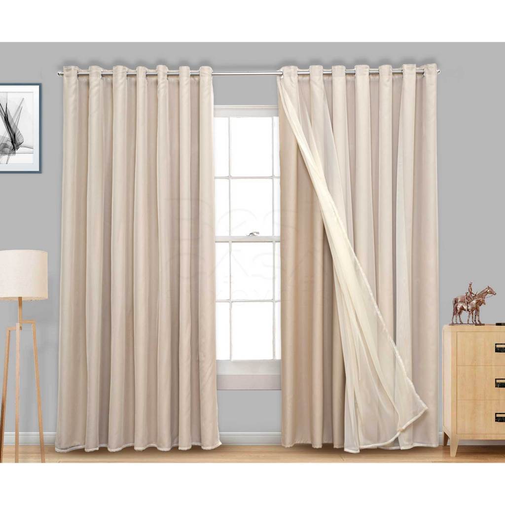 Cortina 2,30x1,30 Blackout com Voil para Salas Quartos Decoração