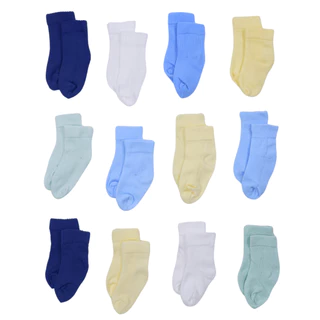 Kit Meia Lisa para Bebê Recém Nascido - 12 Pares
