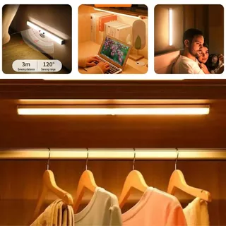 Lâmpada Led com Sensor de Movimento Sem Fio Noturno Recarregável para Amário Guarda Roupa e Cozinha