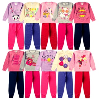 Kit 8 Peças Conjunto Moletom Infantil Juvenil Menina 10 ao 14 Feminino Outono Inverno Pronto para envio