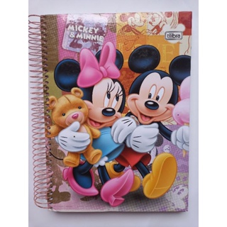 Caderno Mickey e Minnie antigo anos 2000 vintage raro - 10 matérias com adesivos