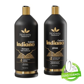 Progressiva Orgânica sem Formol - Indiana Liso Extremo kit Shampoo Anti residuo e Gloss Realinhamento dos fios