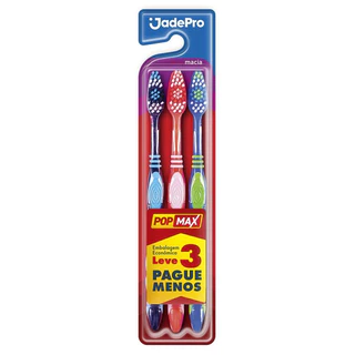 Escova Dental Macia JadePro Popmax Embalagem Econômica Leve 3 Unidades Pague Menos