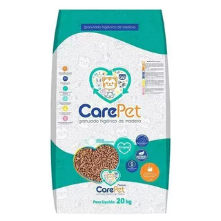 Areia Granulado De Madeira Care Pet Premium Para Gatos, Pássaros e Roedores - 20 kg