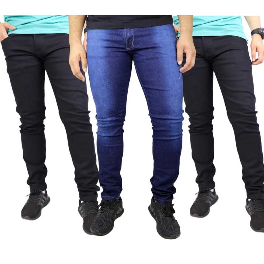 Kit 3 Calça Masculina Jeans com Elastano Slim Fit Promoção