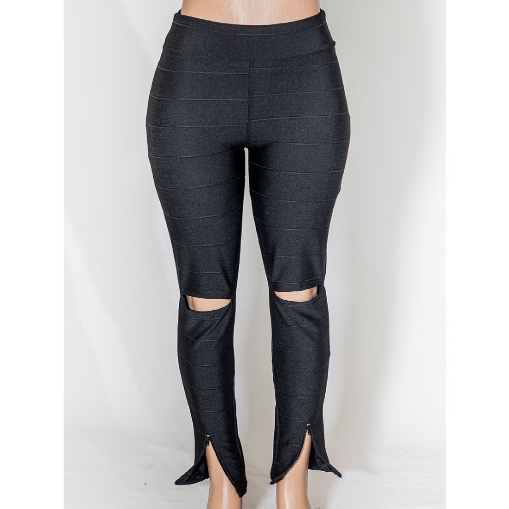 Calça bandagem hot sale com ziper