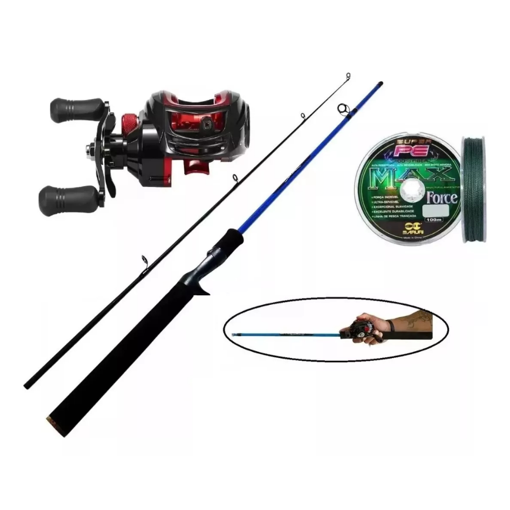 Kit De Pesca Completo Vara de pesca com carretilha Sougayilang 1.98M 18+1bb  acessórios Pescaria Tilápia, Tucunare, conjunto 10 Kilos