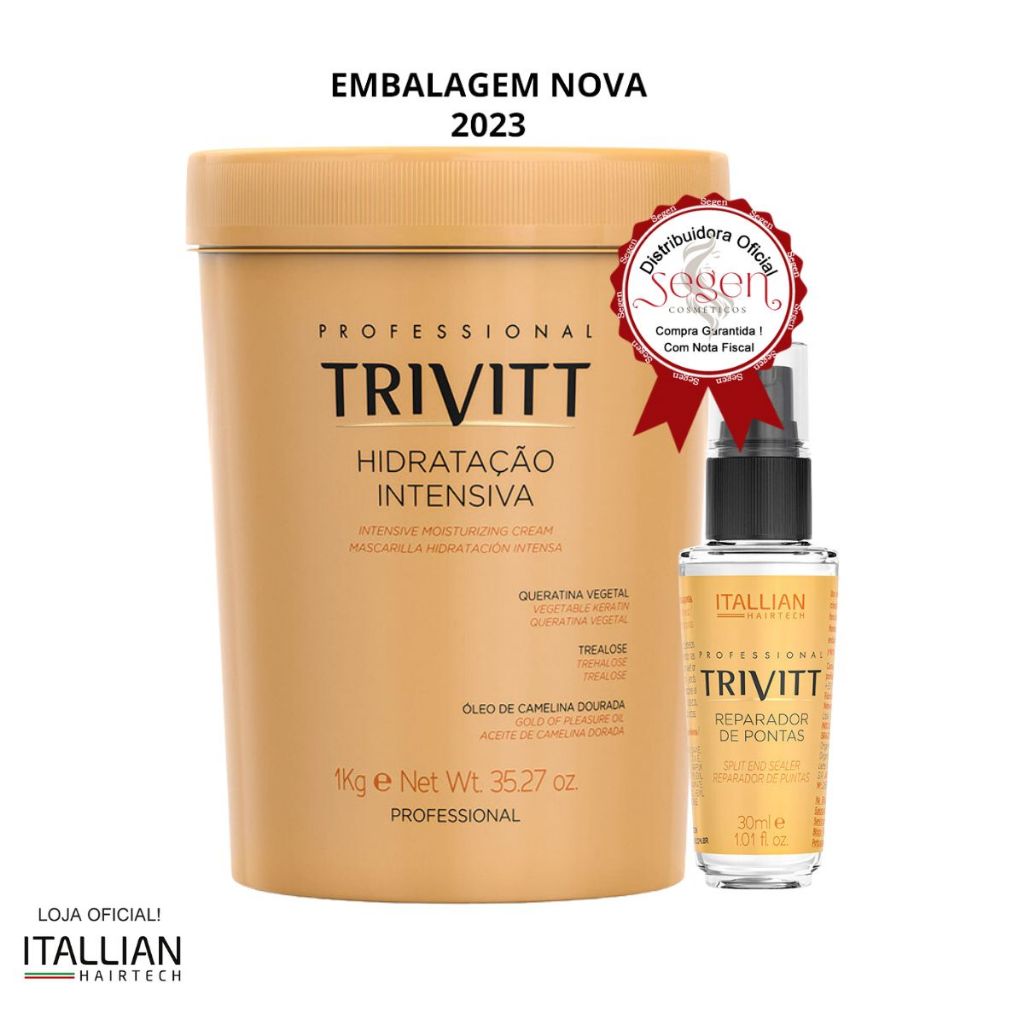 Máscara Hidratação 1kg + Reparador De Pontas 30ml - Trivitt | Shopee Brasil