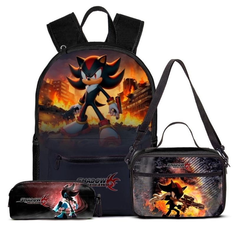 Mochila escolar Shadow Sonic Kit lancheira+Estojo