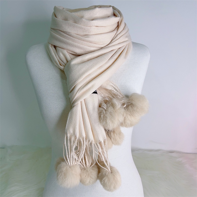 Cachecol grosso de inverno feminino, cor sólida com pompom | Shopee Brasil