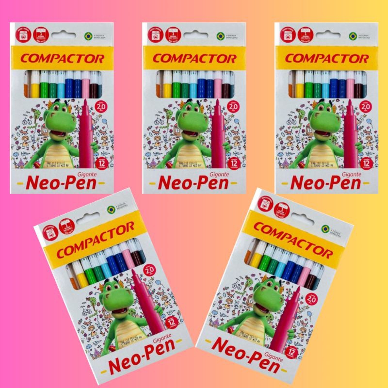 Kit 5 Canetinha Hidrográfica 12 Cores NeoPen | Shopee Brasil