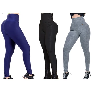 kit 3 calças grossas para academia fitness legging modeladora zero transparencia musculação crossfit atividade fisica