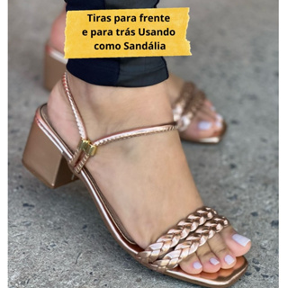 Sandália Feminina Salto Bloco Delicada Saltinho Medio Confortavel Casual Promocao
