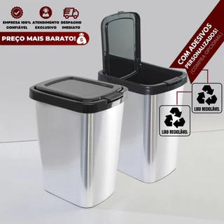 Lixeira Multiuso Prata 9 Litros com Tampa Automática Ideal para Cozinha, Banheiro, Escritório *1 ou 2*